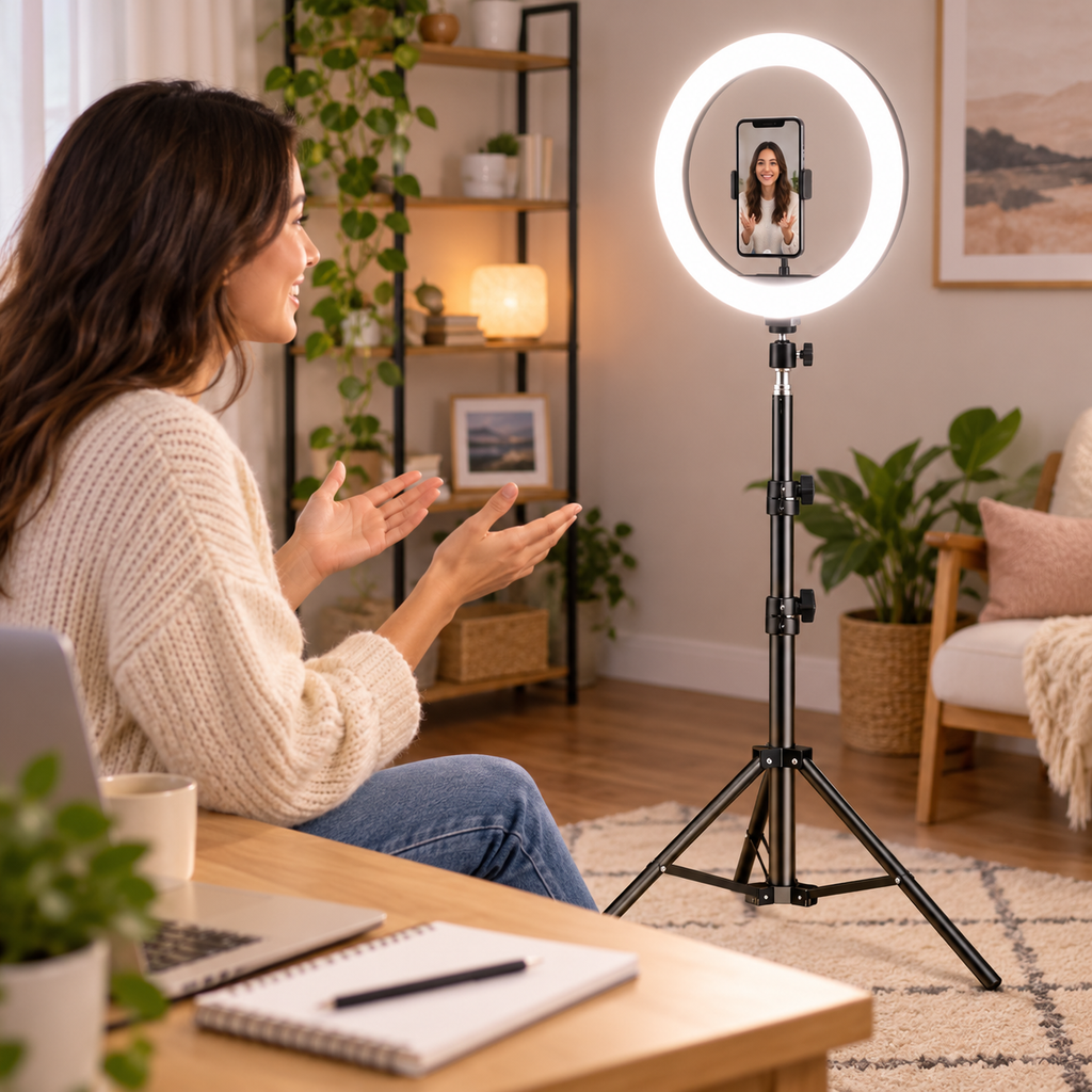 The Studio Pro Continuous LED Ring Light with Precision Architectural Tripod - Detail View
