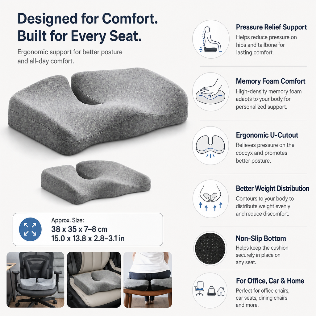 The Ergonomic Charcoal Velvet Lounge & Posture Cushion