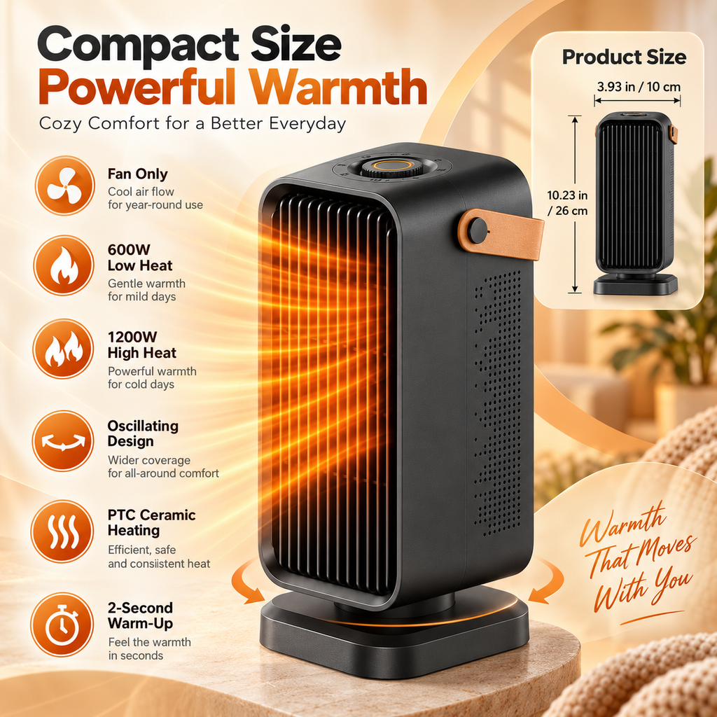 The Hearth Minimalist Oscillating Ceramic Heater