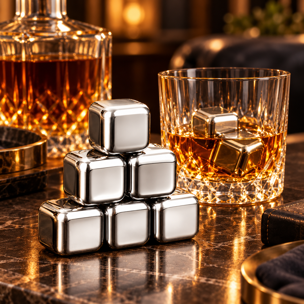 The Artisan Chill Stone Collection | Set of 6 Food-Grade Stainless Steel Spheres - Detail View