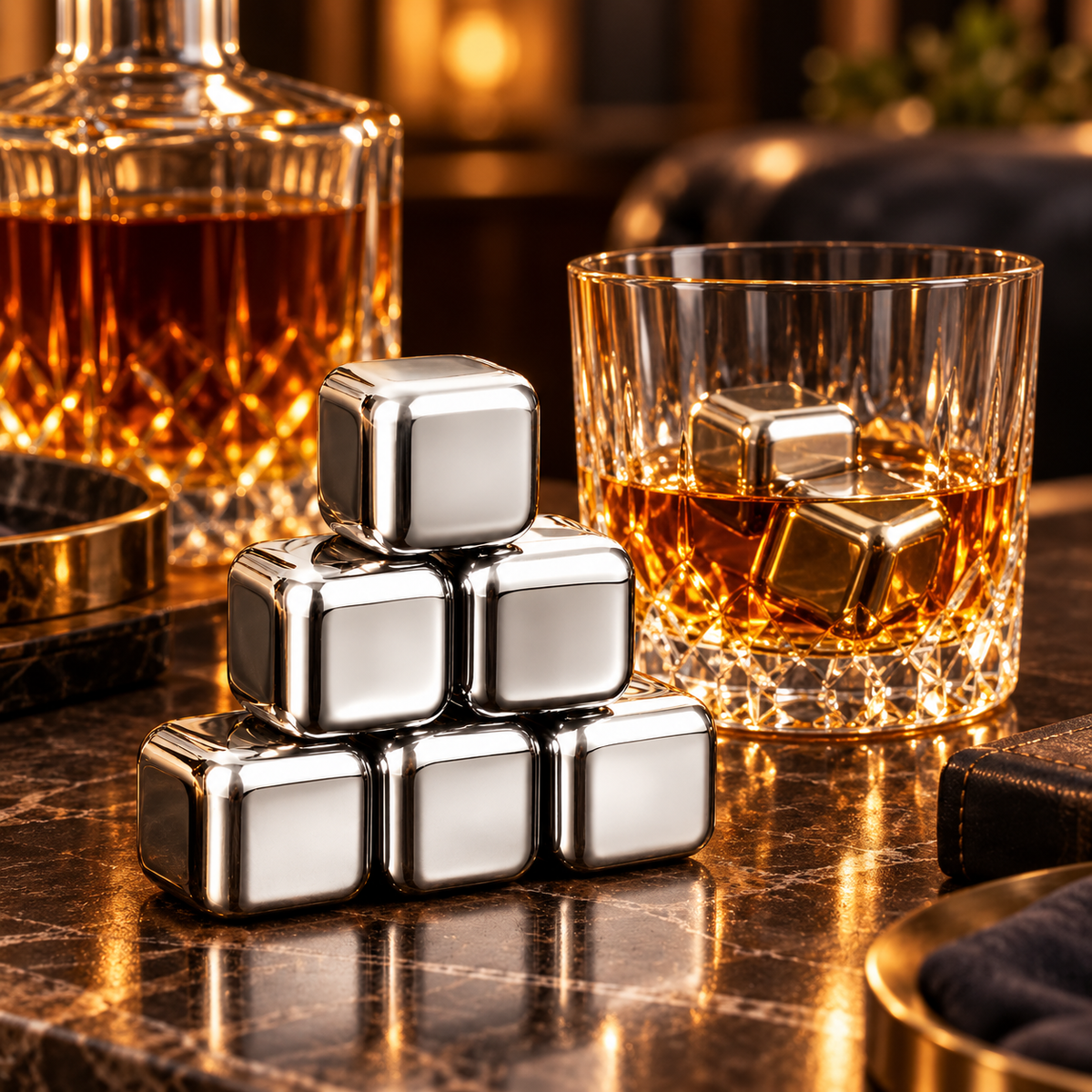 The Artisan Chill Stone Collection | Set of 6 Food-Grade Stainless Steel Spheres - Detail View