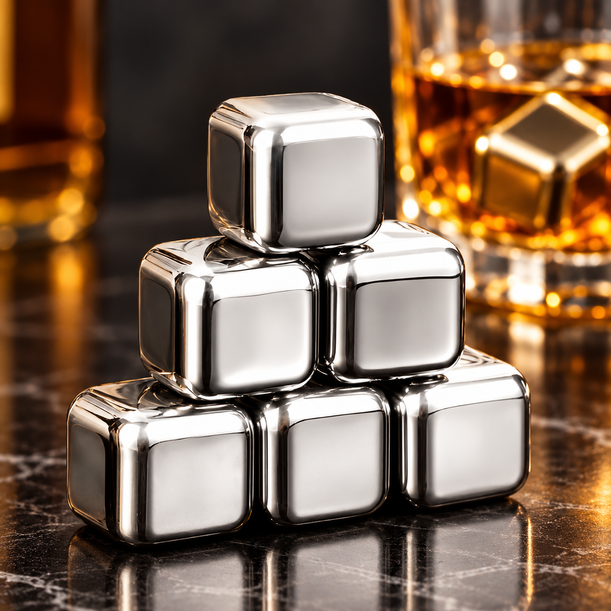 The Artisan Chill Stone Collection | Set of 6 Food-Grade Stainless Steel Spheres - Detail View