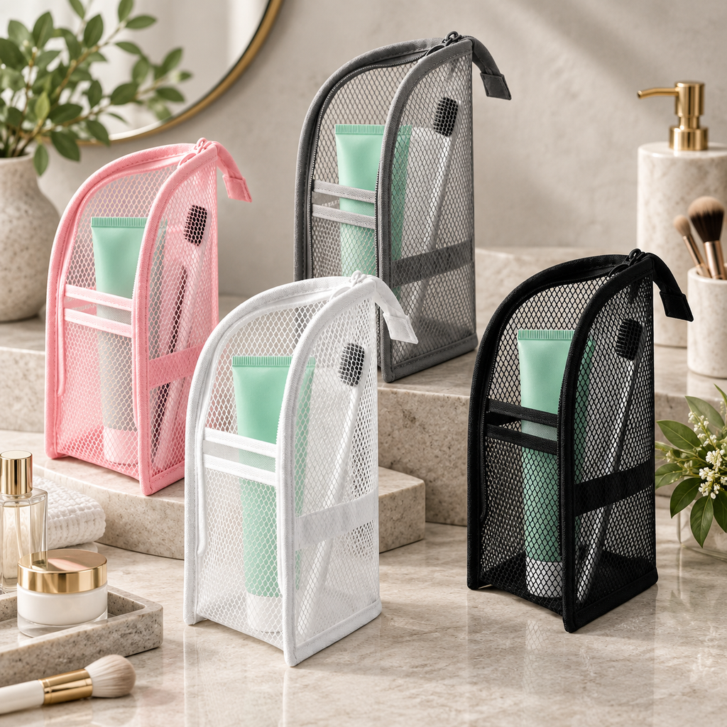The Executive Vegan Leatherette Vanity Organizer Case - Detail View