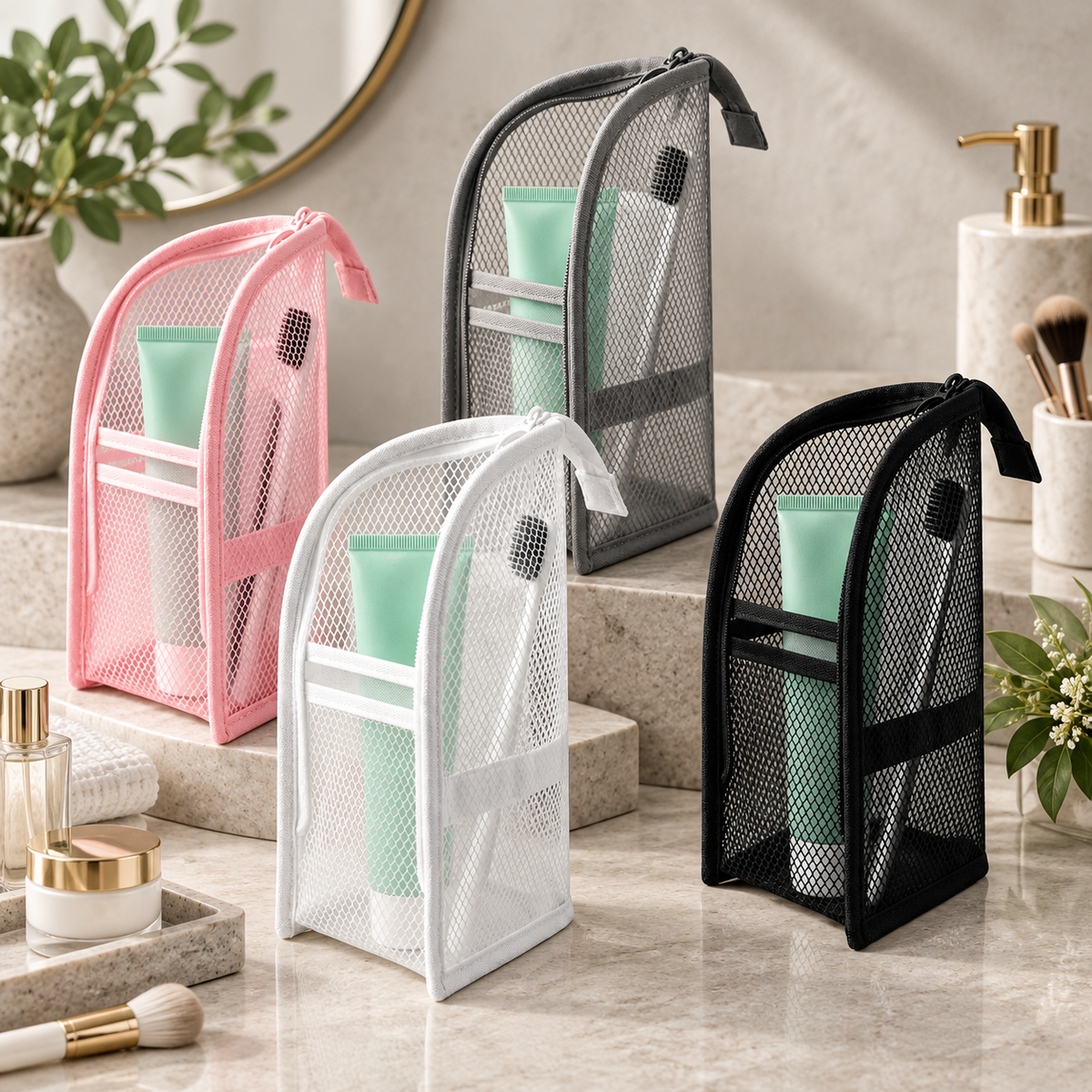 The Executive Vegan Leatherette Vanity Organizer Case - Detail View