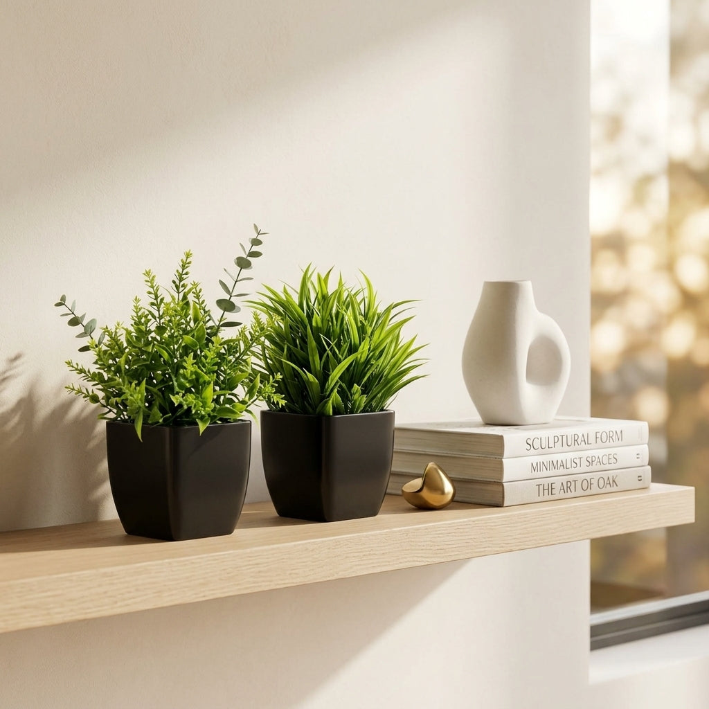 The Kanso Miniature Botanicals - White Oak Bookshelf Lifestyle