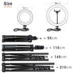 The Studio Pro LED Ring Light - Size & Tripod Height Comparison Chart