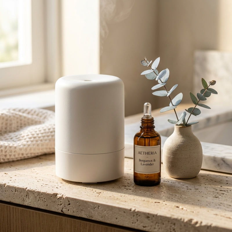 The Solstice Ambient Ultrasonic Aromatherapy Diffuser & Candlelight Glow detail view