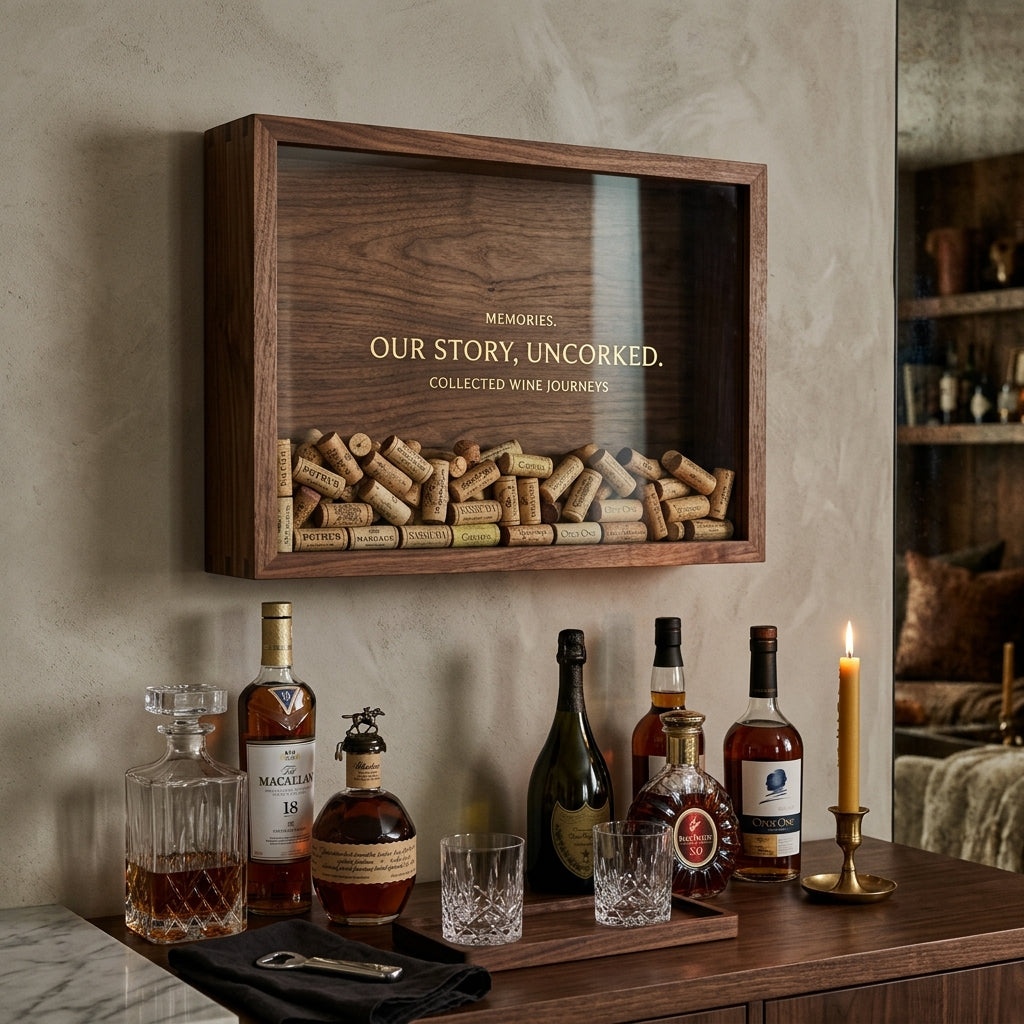 The Sommelier Handcrafted Solid Wood Wine Cork Keepsake Frame